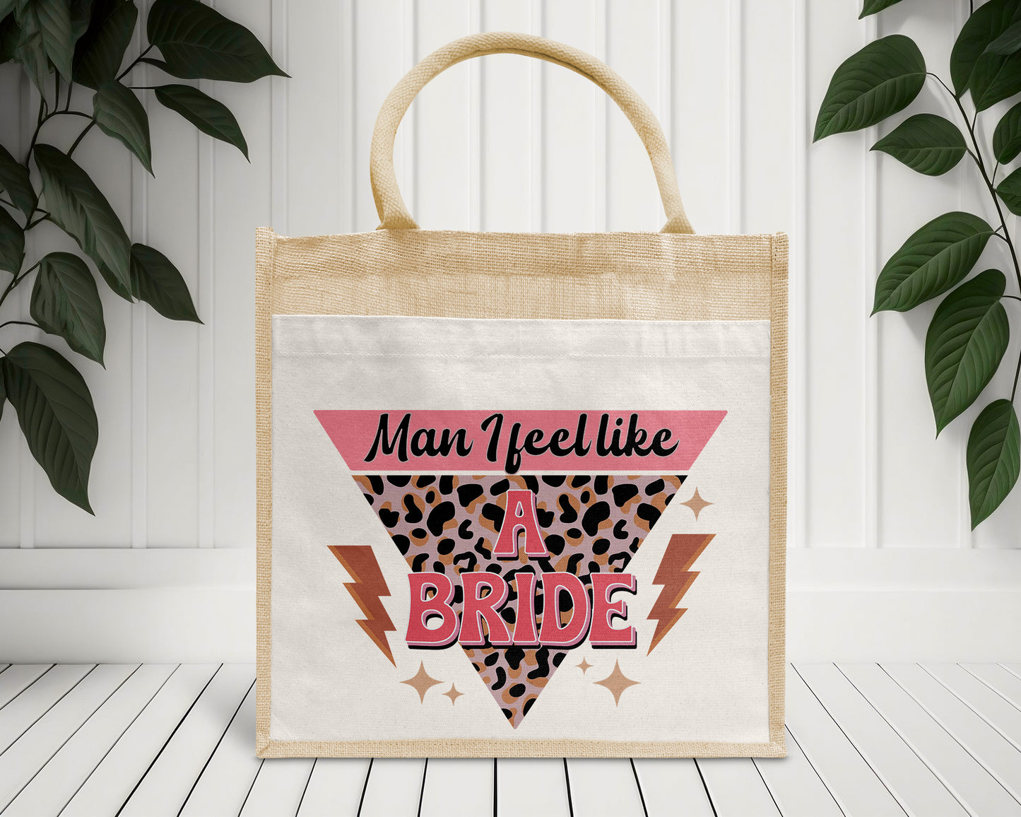 Man I Feel Like A Bride Leopard Print Personalised Eco Pocket Block Tote