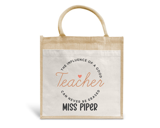 A Good Teacher Can Never Be Erased Personalised Eco Pocket Block Tote