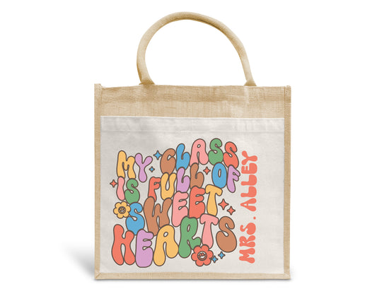 My Class Is Full Of Sweethearts Personalised Eco Pocket Block Tote