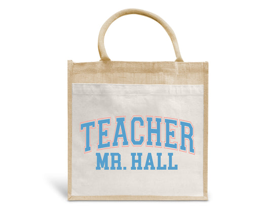 Varsity College Teacher Personalised Eco Pocket Block Tote