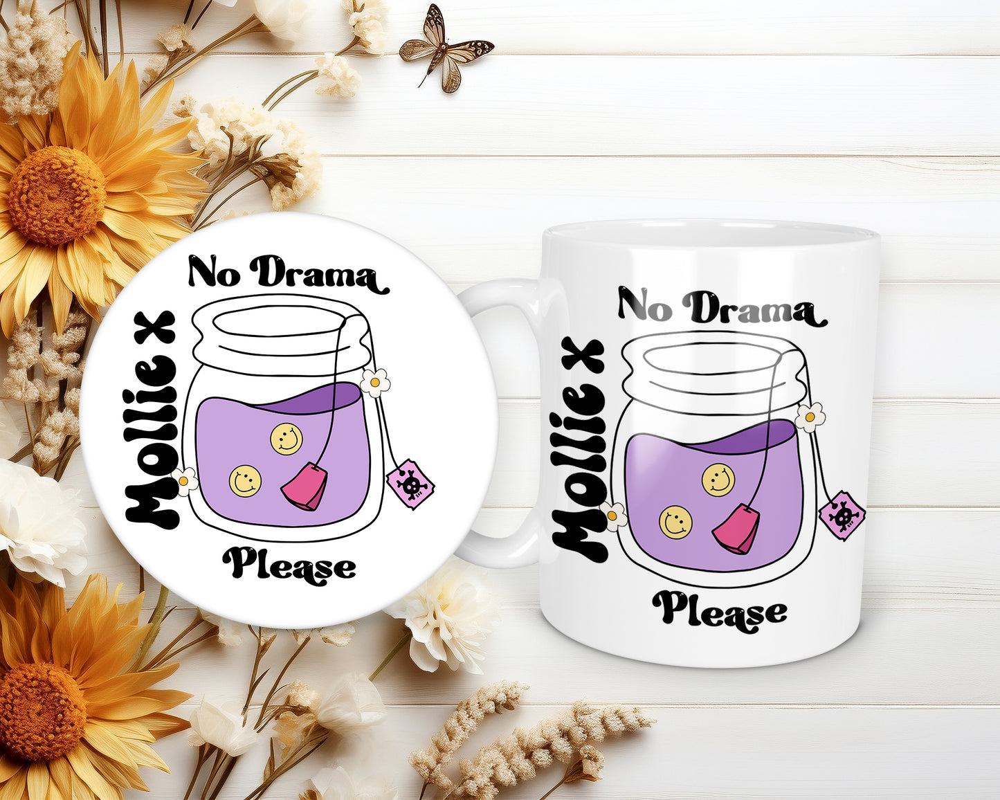 No Drama Please Lilac Tea Jar Mug