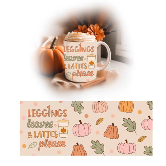 Leggings, Leaves and Lattes Please Personalised Mug