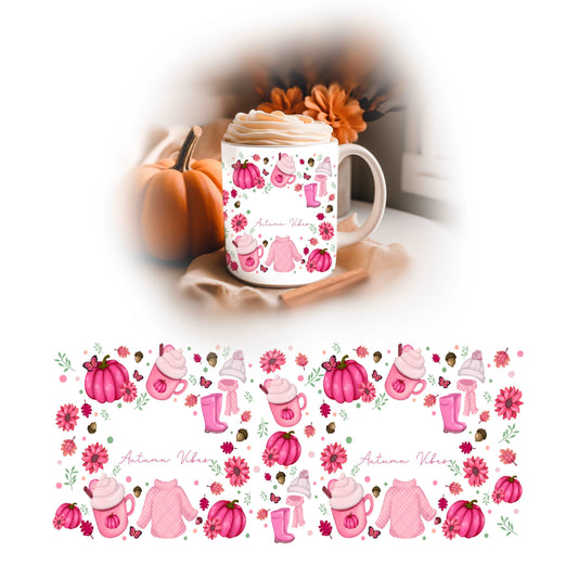 Hot Pink Autumn Vibes Collage Personalised Mug