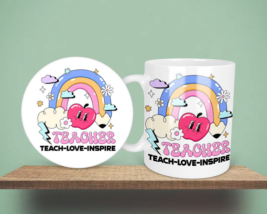 Pencil Rainbow Teacher End Of Year Gift Mug &/Or Coaster Set