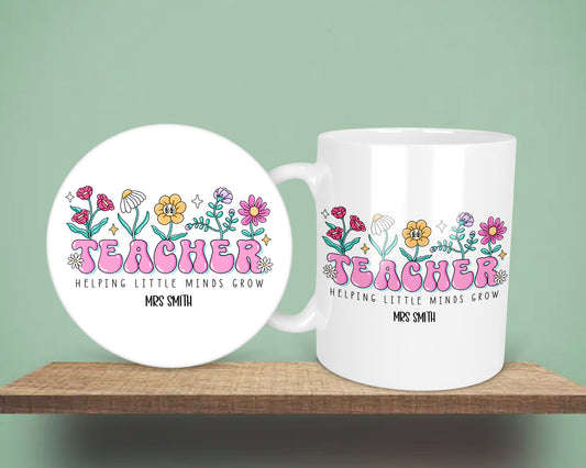 Teacher, Helping Little Minds Grow End Of Year Gift Mug &/Or Coaster Set