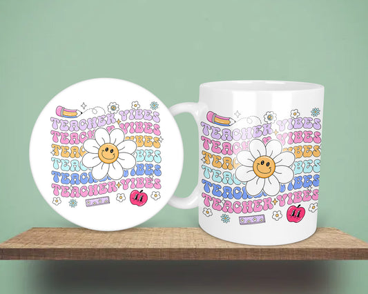 Teacher Vibes Rainbow End Of Year Gift Mug &/Or Coaster Set