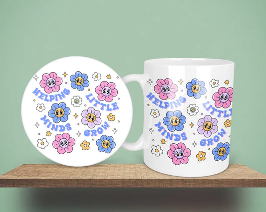 Helping Little Minds Grow Daisy Teacher End Of Year Gift Mug &/Or Coaster Set