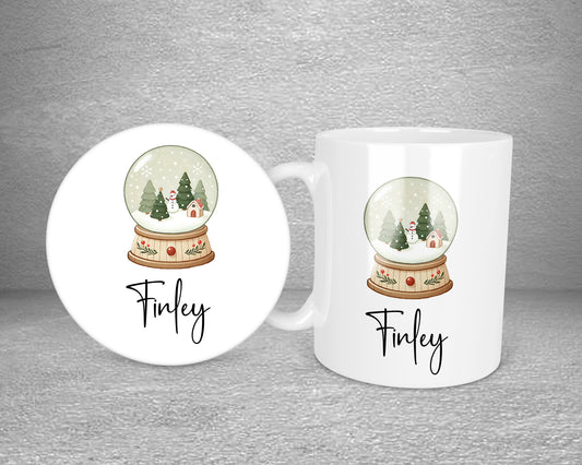 Snow globe Neutral Personalised Plastic Or Ceramic Mug &/Or Coaster Set