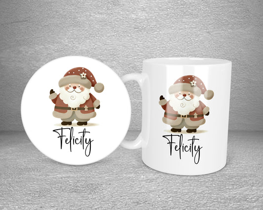 Santa Claus Neutral Personalised Plastic Or Ceramic Mug &/Or Coaster Set