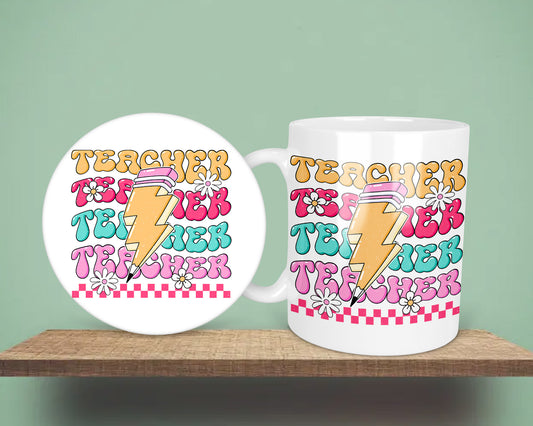 Lightening Bolt Pencil Teacher End Of Year Gift Mug &/Or Coaster Set