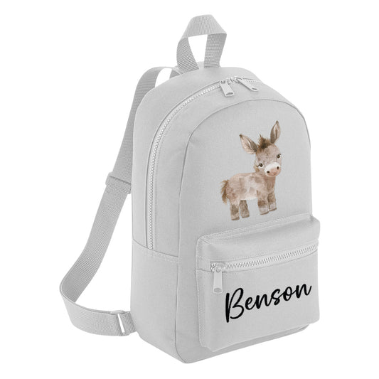 Little Grey Donkey Personalised Name Backpack