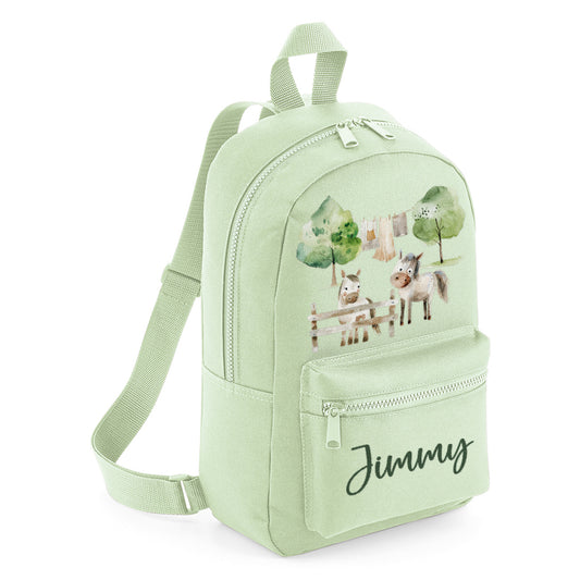 White Horse Pen Mini Personalised Name Backpack