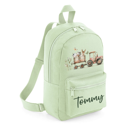 Farmyard Tractor Personalised Name Backpack