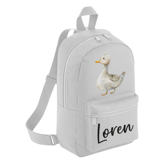 Little Grey Duckling Personalised Name Backpack