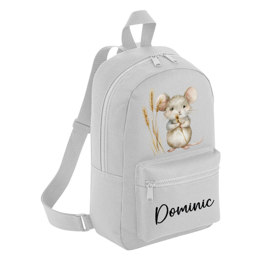 Wheat Field Mouse Mini Personalised Name Backpack