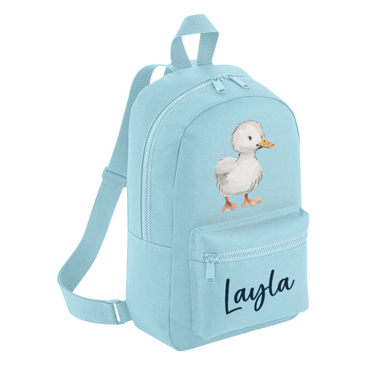 White Duckling Duck Mini Personalised Name Backpack