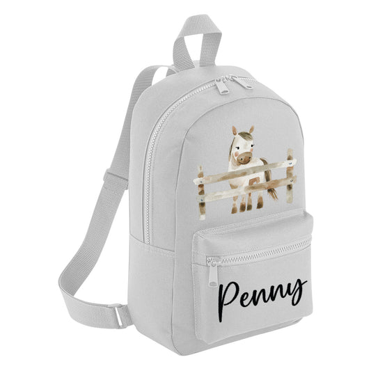 White Horse Pen Personalised Name Backpack