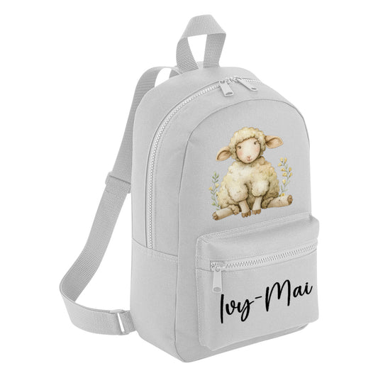 Baby Lamb Mini Personalised Name Backpack