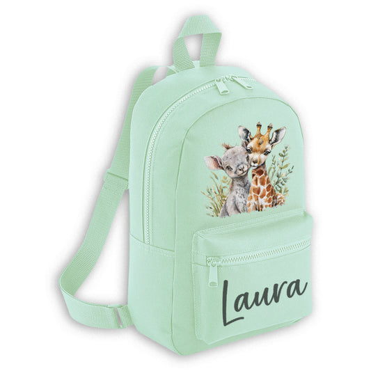 Baby Jungle Giraffe Mini Personalised Name Backpack