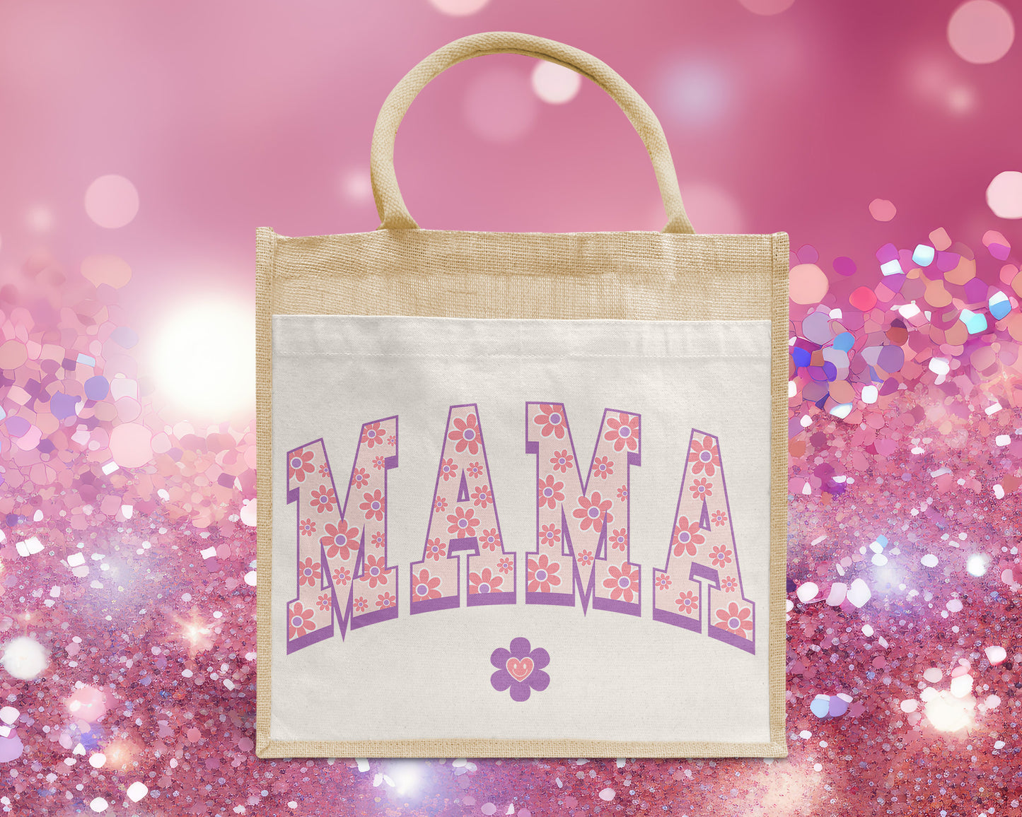 Mama Pink Coquette Aesthetic Personalised Eco Pocket Block Tote