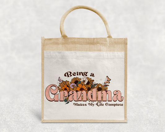 Being A Grandma Makes My Life Complete Personalised Eco Pocket Block Tote