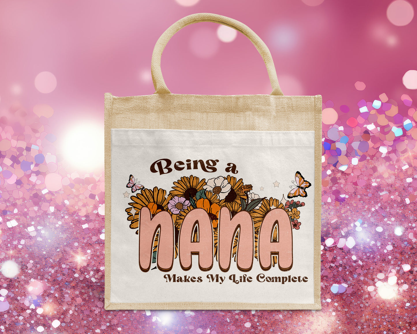 Being A Nana Makes My Life Complete Personalised Eco Pocket Block Tote