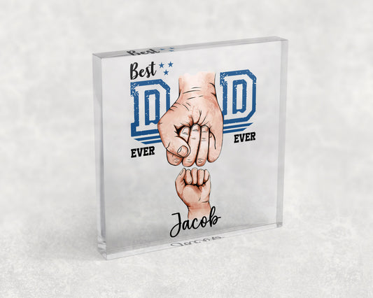 Dad Fist Bump One Hand Personalised Clear Acrylic Free Standing Block Ornament