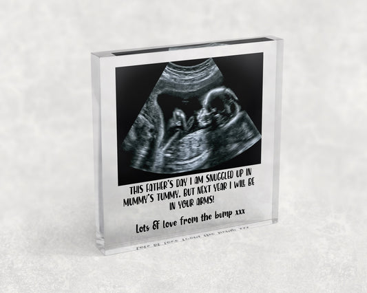 Baby Scan Mummy's Tummy Personalised Clear Acrylic Free Standing Block Ornament