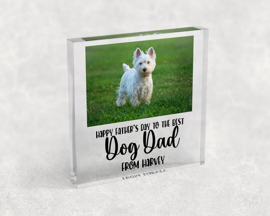 Best Dog Dad Personalised Clear Acrylic Free Standing Block Ornament