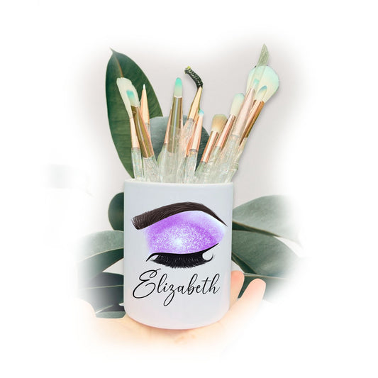 Purple Iridescent Statement Eyelashes Name Make Up Storage Pot