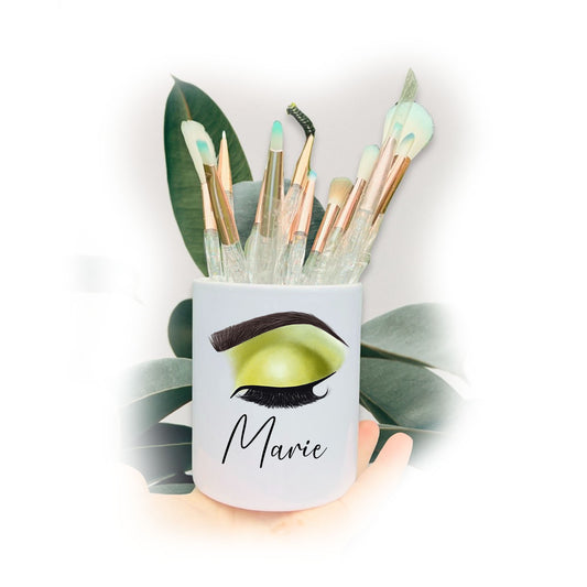 Lemon and Lime Statement Eyelashes Name Make Up Storage Pot