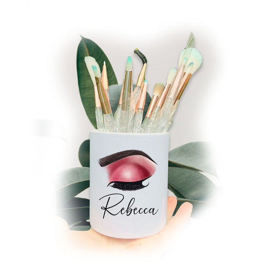 Ruby Red Statement Eyelashes Name Make Up Storage Pot