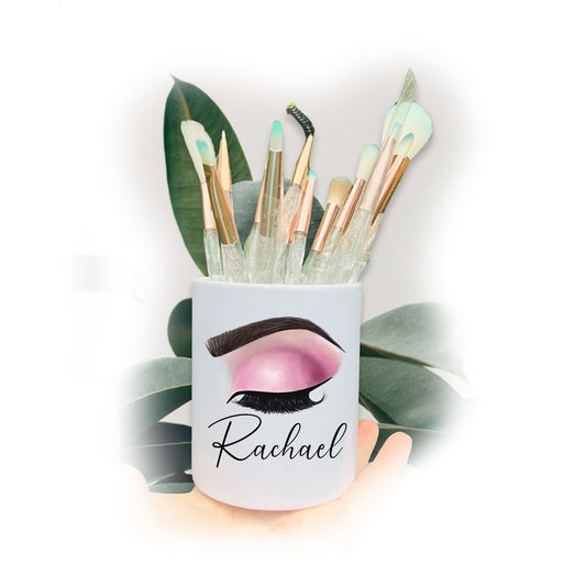 Light Blush Pink Statement Eyelashes Name Make Up Storage Pot