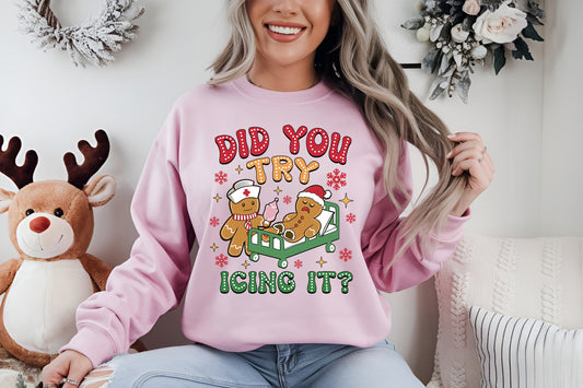 Did You Try Icing It? Gingerbread Man Personalised Crew Jumper Sweatshirt