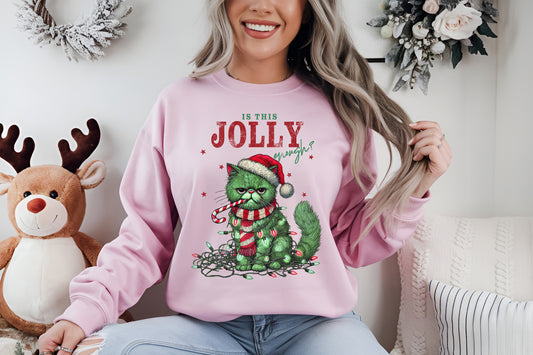 Is This Jolly Enough, Green Cat Personalised Crew Jumper Sweatshirt