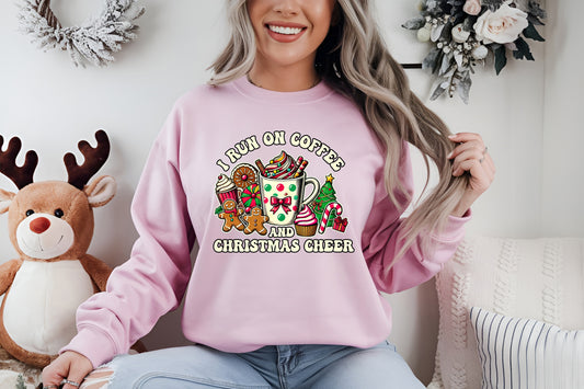 I Run On Coffee And Christmas Cheer Personalised Crew Jumper Sweatshirt