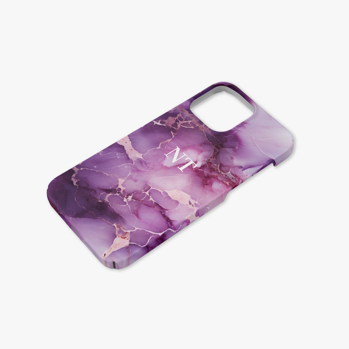 Hot Pink & Pink Purple Geo Marble Personalised Initial Monogram Case