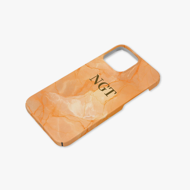 Clementine Orange Geo Marble Personalised Initial Monogram Case