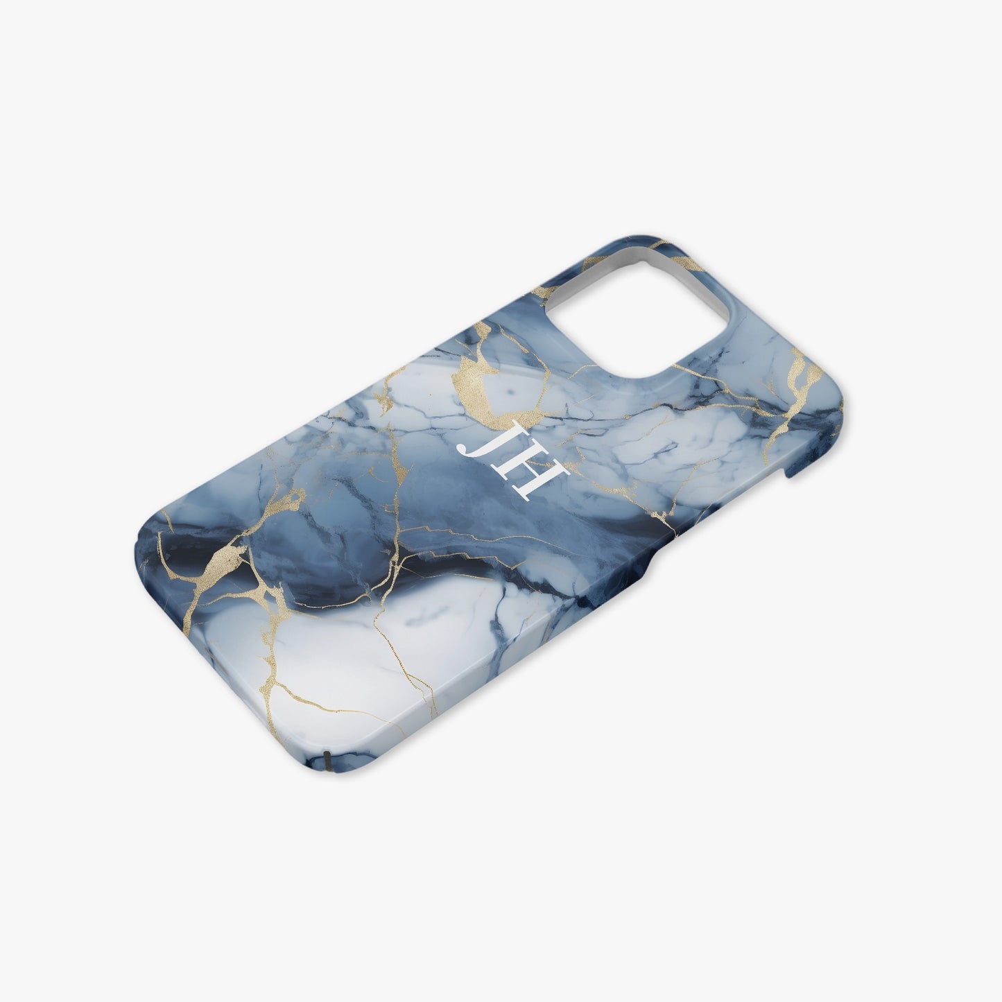 Navy Blue & Gold Geo Marble Personalised Initial Monogram Case