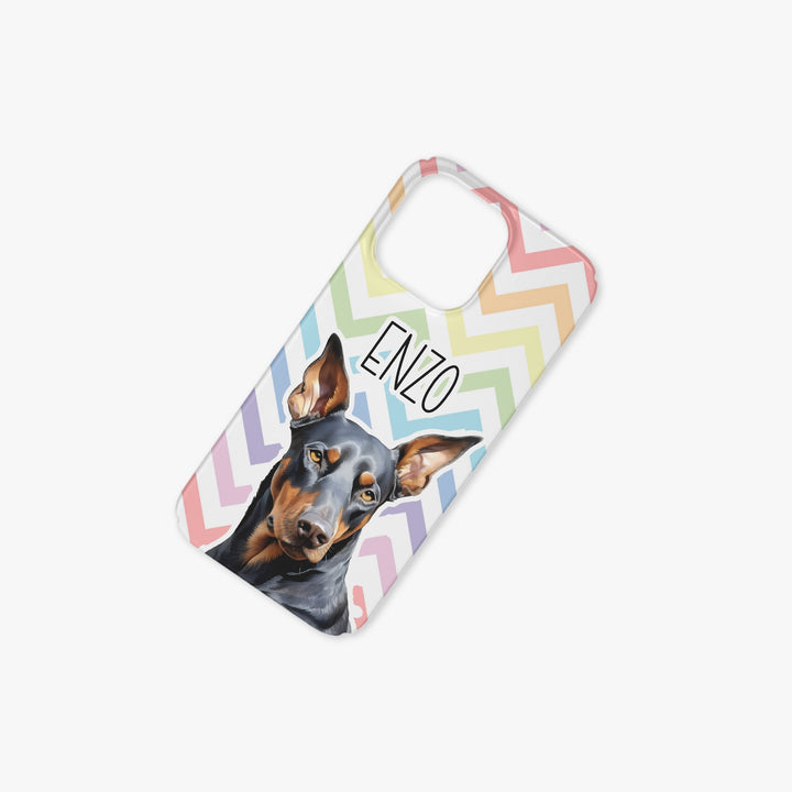 Doberman Dog Name Pastel Zig Zag Rainbow Case