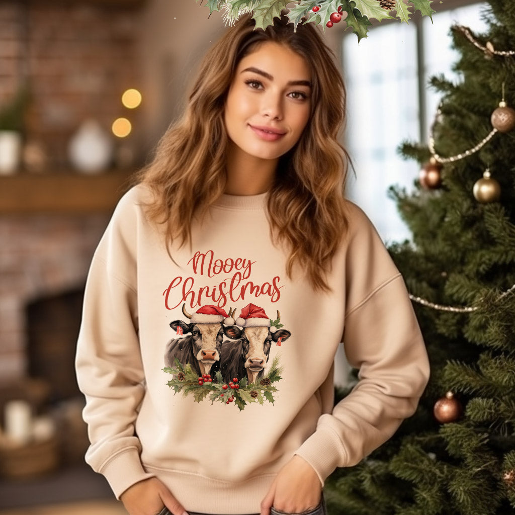 Mooey Christmas Cow Personalised Crew Jumper Sweatshirt