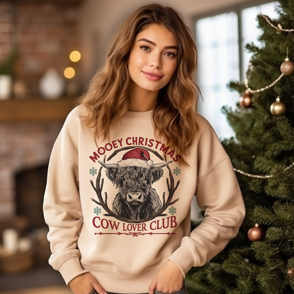 Mooey Christmas Highland Cow Personalised Crew Jumper Sweatshirt