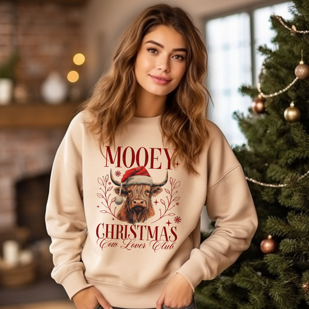 Mooey Christmas Brown Highland Cow Personalised Crew Jumper Sweatshirt