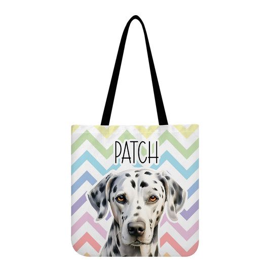 Dalmatian Dog Pastel Zig Zag Reusable Canvas Eco Tote