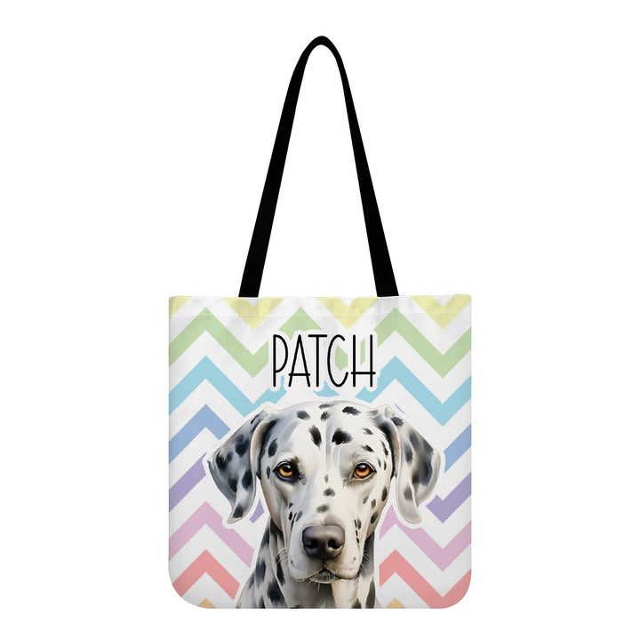 Dalmatian Dog Pastel Zig Zag Reusable Canvas Eco Tote