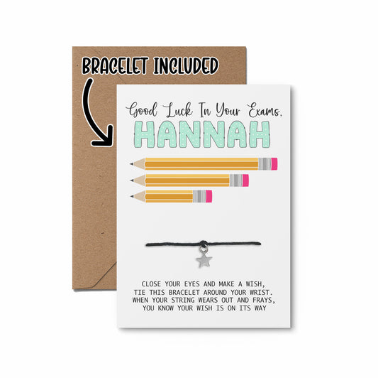 Good Luck In Your Exams Personalised Wish Bracelet Card