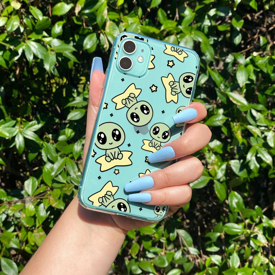 Cutey Aliens & Stars Clear TPU Bumper Case