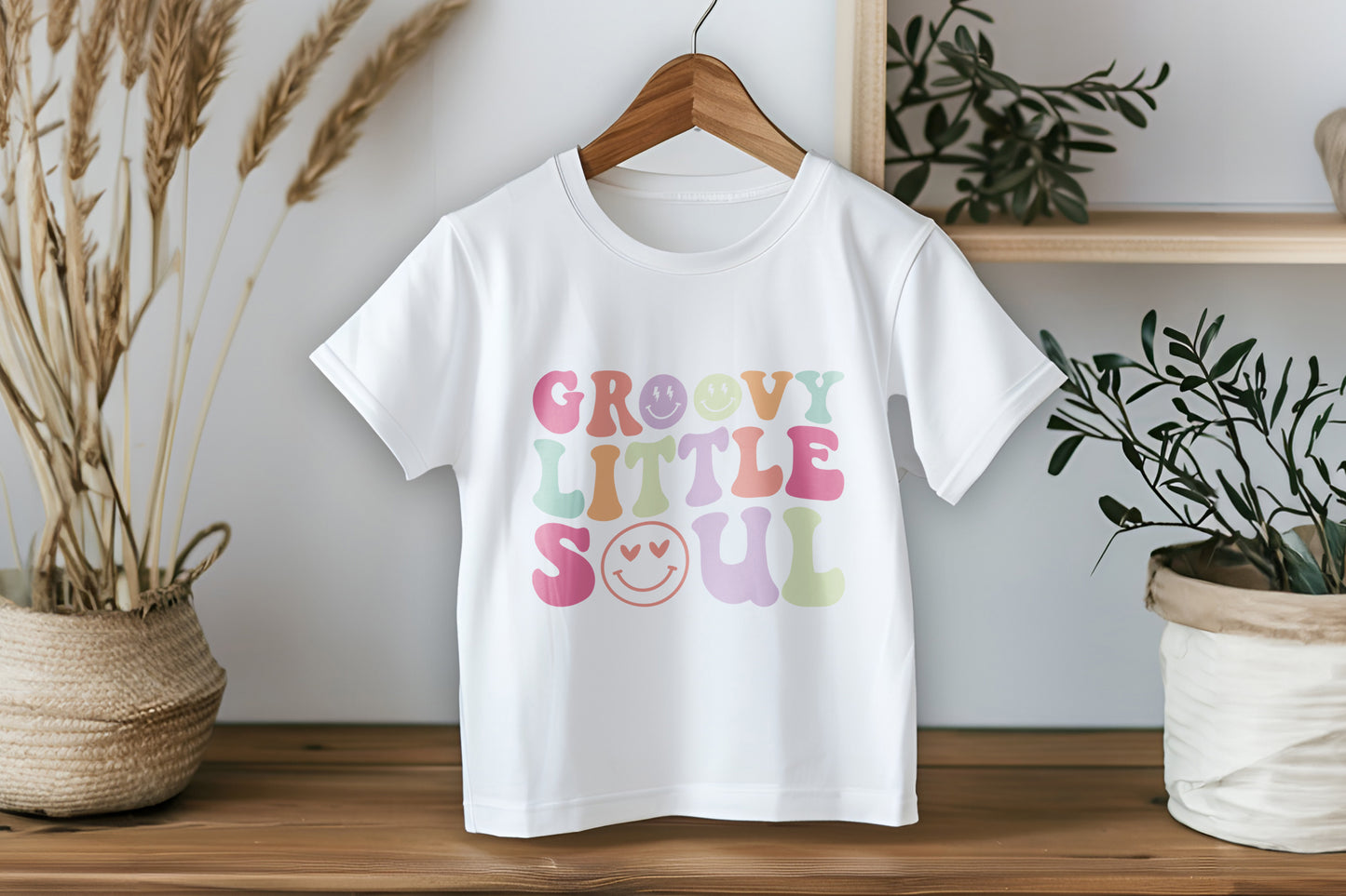 Groovy Little Soul Pastel Rainbow Personalised Children's T Shirt