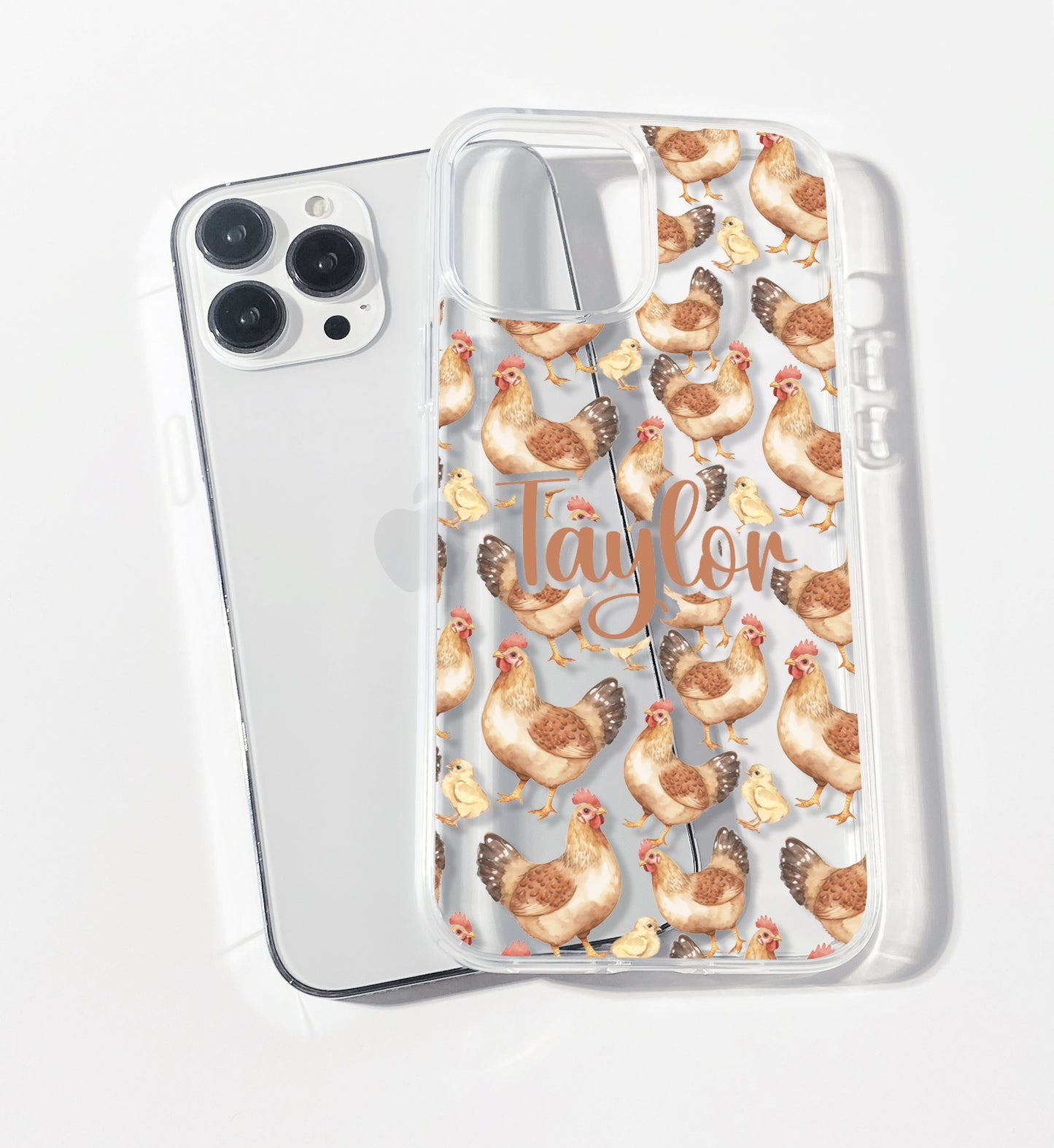 Farmyard Chicken Personalised Clear iPhone Case