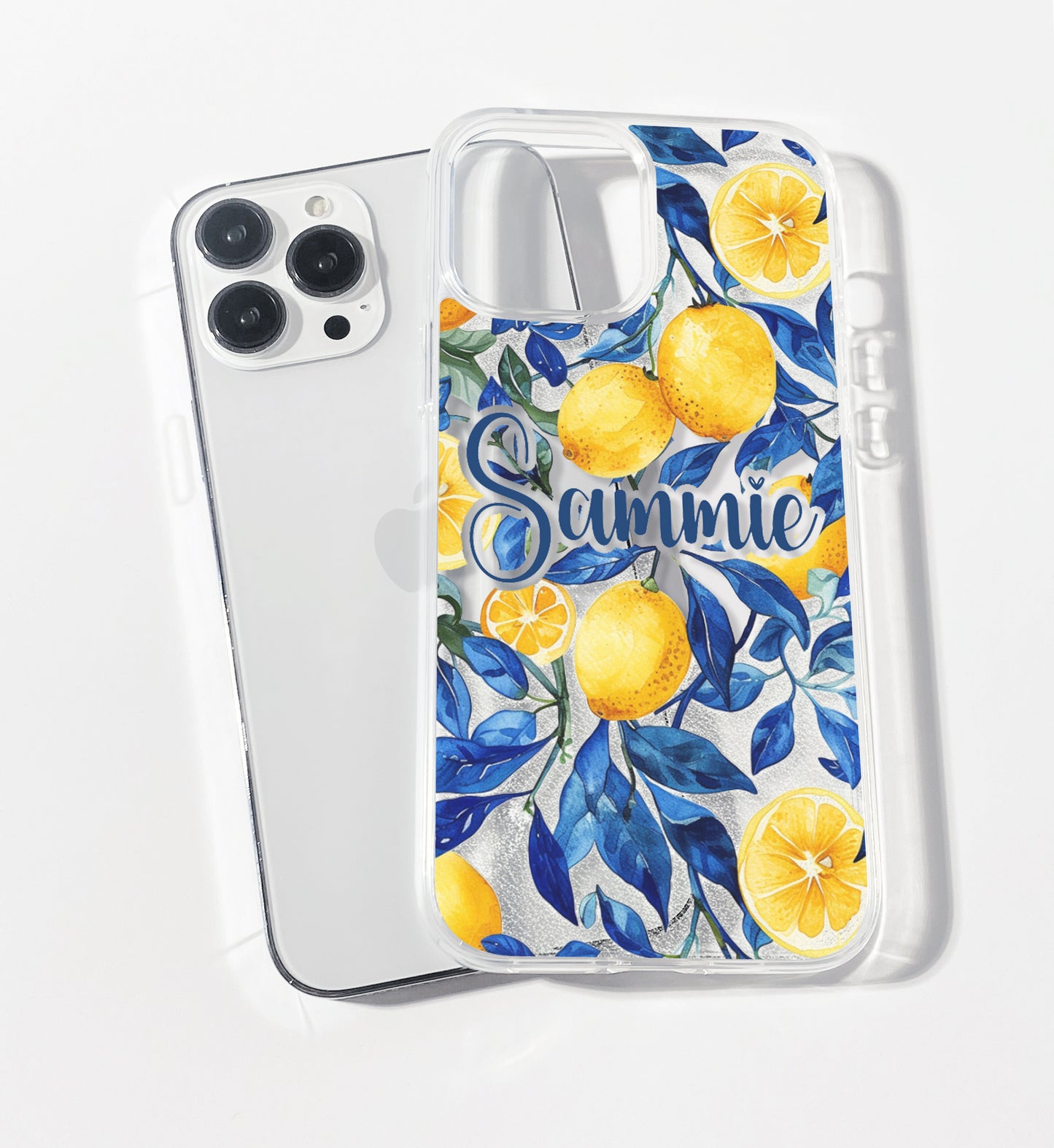 Azulejo Yellow Lemon Personalised Clear iPhone Case